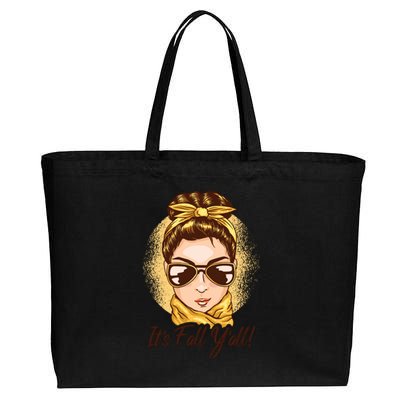 It's Fall Y'all Female Bun Cotton Canvas Jumbo Tote