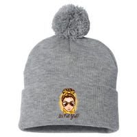 It's Fall Y'all Female Bun Pom Pom 12in Knit Beanie