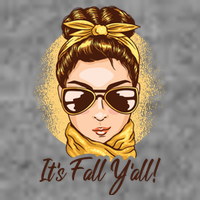 It's Fall Y'all Female Bun Pom Pom 12in Knit Beanie