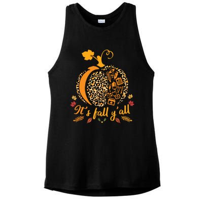 Its Fall Yall Fall Nurse Scrub Tops Leopard Pumpkin Nurse Ladies PosiCharge Tri-Blend Wicking Tank