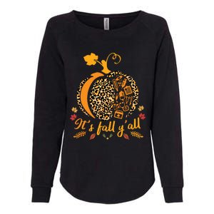 Its Fall Yall Fall Nurse Scrub Tops Leopard Pumpkin Nurse Womens California Wash Sweatshirt