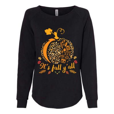 Its Fall Yall Fall Nurse Scrub Tops Leopard Pumpkin Nurse Womens California Wash Sweatshirt