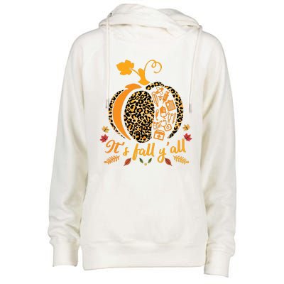 Its Fall Yall Fall Nurse Scrub Tops Leopard Pumpkin Nurse Womens Funnel Neck Pullover Hood