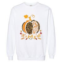 Its Fall Yall Fall Nurse Scrub Tops Leopard Pumpkin Nurse Garment-Dyed Sweatshirt