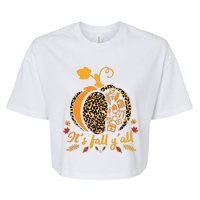 Its Fall Yall Fall Nurse Scrub Tops Leopard Pumpkin Nurse Bella+Canvas Jersey Crop Tee