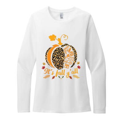 Its Fall Yall Fall Nurse Scrub Tops Leopard Pumpkin Nurse Womens CVC Long Sleeve Shirt