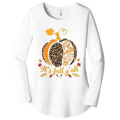 Its Fall Yall Fall Nurse Scrub Tops Leopard Pumpkin Nurse Women's Perfect Tri Tunic Long Sleeve Shirt