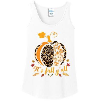 Its Fall Yall Fall Nurse Scrub Tops Leopard Pumpkin Nurse Ladies Essential Tank