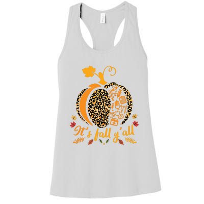 Its Fall Yall Fall Nurse Scrub Tops Leopard Pumpkin Nurse Women's Racerback Tank