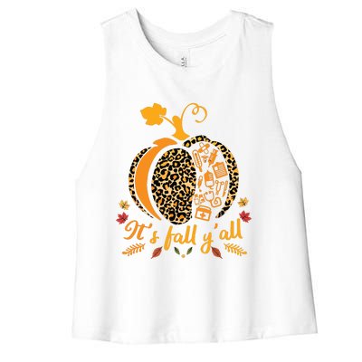 Its Fall Yall Fall Nurse Scrub Tops Leopard Pumpkin Nurse Women's Racerback Cropped Tank