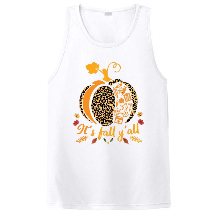 Its Fall Yall Fall Nurse Scrub Tops Leopard Pumpkin Nurse PosiCharge Competitor Tank