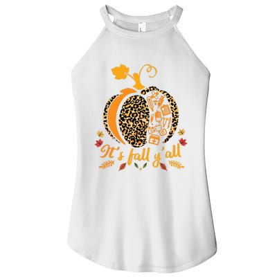 Its Fall Yall Fall Nurse Scrub Tops Leopard Pumpkin Nurse Women's Perfect Tri Rocker Tank