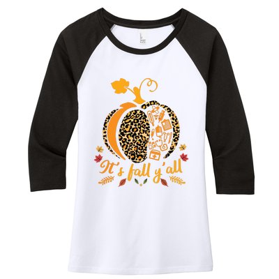 Its Fall Yall Fall Nurse Scrub Tops Leopard Pumpkin Nurse Women's Tri-Blend 3/4-Sleeve Raglan Shirt