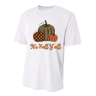 Its Fall Yall Plaid Pumpkin Leopard Halloween Thanksgiving Performance Sprint T-Shirt