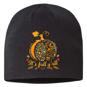 Its Fall Yall Fall Nurse Scrub Tops Leopard Pumpkin Nurse Sustainable Beanie