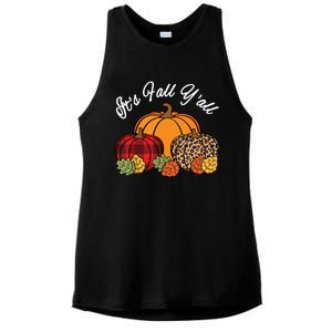 Its Fall YAll Pumpkin Leopard Print Autumn Women Girl Ladies PosiCharge Tri-Blend Wicking Tank