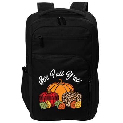 Its Fall YAll Pumpkin Leopard Print Autumn Women Girl Impact Tech Backpack