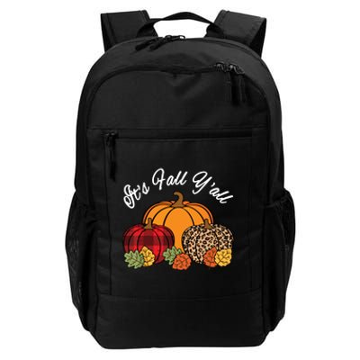 Its Fall YAll Pumpkin Leopard Print Autumn Women Girl Daily Commute Backpack