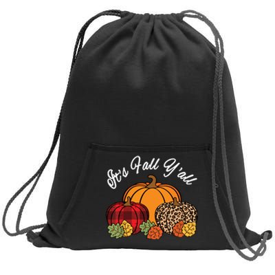 Its Fall YAll Pumpkin Leopard Print Autumn Women Girl Sweatshirt Cinch Pack Bag