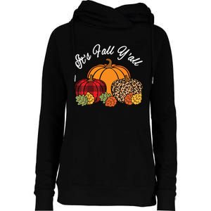 Its Fall YAll Pumpkin Leopard Print Autumn Women Girl Womens Funnel Neck Pullover Hood