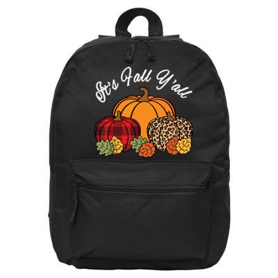 Its Fall YAll Pumpkin Leopard Print Autumn Women Girl 16 in Basic Backpack