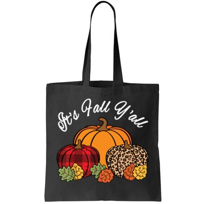 Its Fall YAll Pumpkin Leopard Print Autumn Women Girl Tote Bag