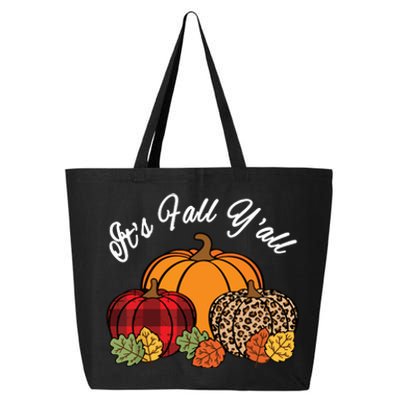 Its Fall YAll Pumpkin Leopard Print Autumn Women Girl 25L Jumbo Tote