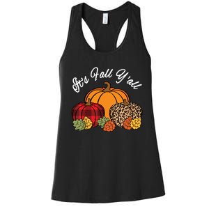 Its Fall YAll Pumpkin Leopard Print Autumn Women Girl Women's Racerback Tank