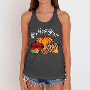 Its Fall YAll Pumpkin Leopard Print Autumn Women Girl Women's Knotted Racerback Tank