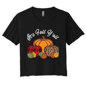 Its Fall YAll Pumpkin Leopard Print Autumn Women Girl Women's Crop Top Tee