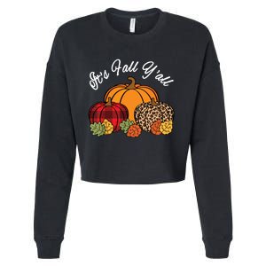 Its Fall YAll Pumpkin Leopard Print Autumn Women Girl Cropped Pullover Crew