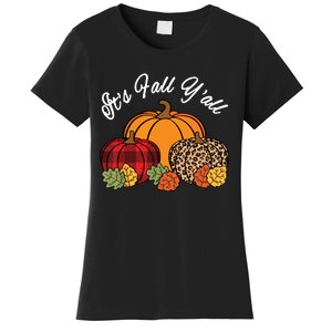 Its Fall YAll Pumpkin Leopard Print Autumn Women Girl Women's T-Shirt