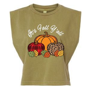 Its Fall YAll Pumpkin Leopard Print Autumn Women Girl Garment-Dyed Women's Muscle Tee