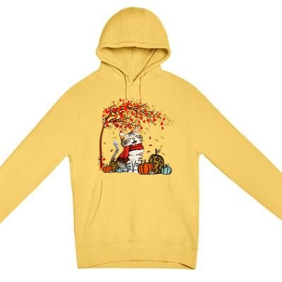 ItS Fall YAll Cat Leaf Fall Tree Hello Autumn Thanksgiving Premium Pullover Hoodie