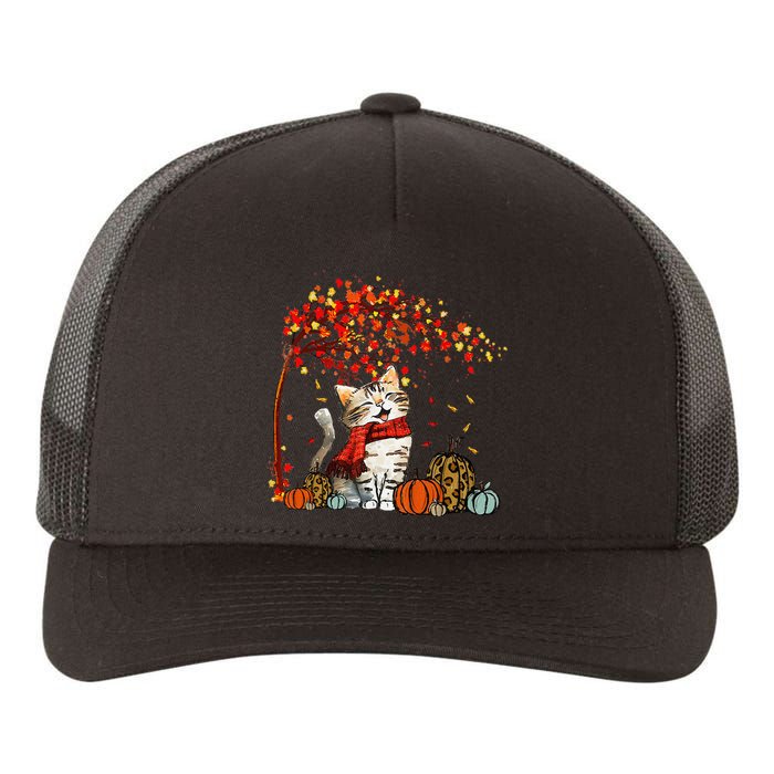 ItS Fall YAll Cat Leaf Fall Tree Hello Autumn Thanksgiving Yupoong Adult 5-Panel Trucker Hat