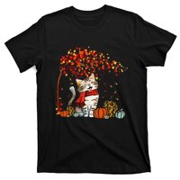 ItS Fall YAll Cat Leaf Fall Tree Hello Autumn Thanksgiving T-Shirt