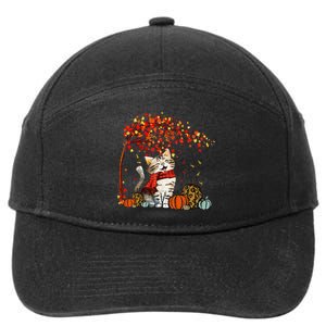 ItS Fall YAll Cat Leaf Fall Tree Hello Autumn Thanksgiving 7-Panel Snapback Hat