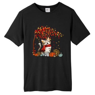 ItS Fall YAll Cat Leaf Fall Tree Hello Autumn Thanksgiving Tall Fusion ChromaSoft Performance T-Shirt