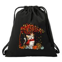 ItS Fall YAll Cat Leaf Fall Tree Hello Autumn Thanksgiving Drawstring Bag