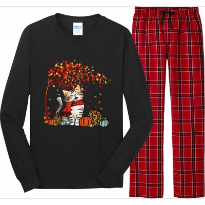 ItS Fall YAll Cat Leaf Fall Tree Hello Autumn Thanksgiving Long Sleeve Pajama Set