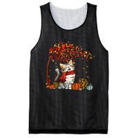 ItS Fall YAll Cat Leaf Fall Tree Hello Autumn Thanksgiving Mesh Reversible Basketball Jersey Tank