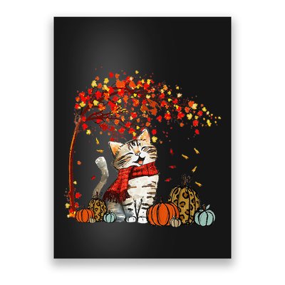 ItS Fall YAll Cat Leaf Fall Tree Hello Autumn Thanksgiving Poster