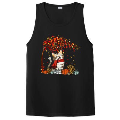 ItS Fall YAll Cat Leaf Fall Tree Hello Autumn Thanksgiving PosiCharge Competitor Tank