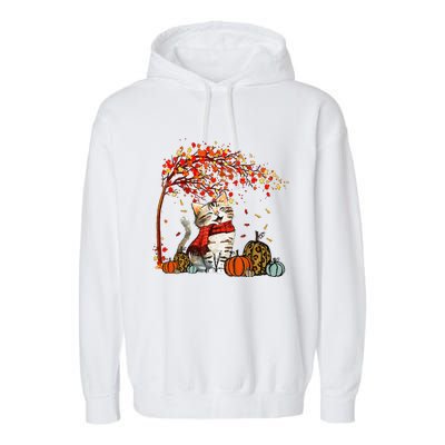 ItS Fall YAll Cat Leaf Fall Tree Hello Autumn Thanksgiving Garment-Dyed Fleece Hoodie