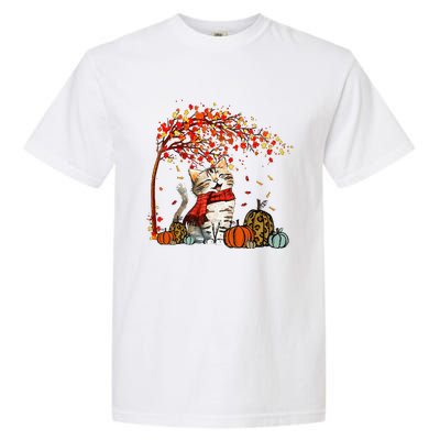 ItS Fall YAll Cat Leaf Fall Tree Hello Autumn Thanksgiving Garment-Dyed Heavyweight T-Shirt