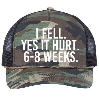 I FELL YES IT HURT 68 WEEKS Funny Retro Rope Trucker Hat Cap