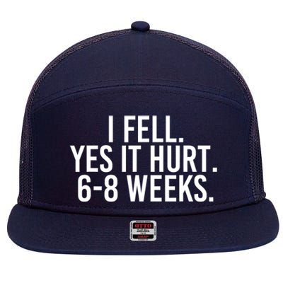 I FELL YES IT HURT 68 WEEKS Funny 7 Panel Mesh Trucker Snapback Hat