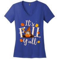 ItS Fall YAll Cute Gnomes Pumpkin Autumn Tree Fall Leaves Cool Gift Women's V-Neck T-Shirt