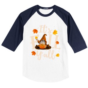 ItS Fall YAll Cute Gnomes Pumpkin Autumn Tree Fall Leaves Cool Gift Baseball Sleeve Shirt