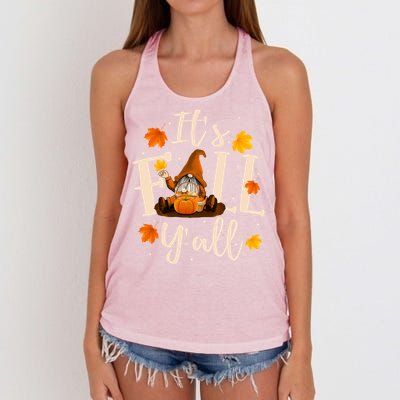 ItS Fall YAll Cute Gnomes Pumpkin Autumn Tree Fall Leaves Cool Gift Women's Knotted Racerback Tank